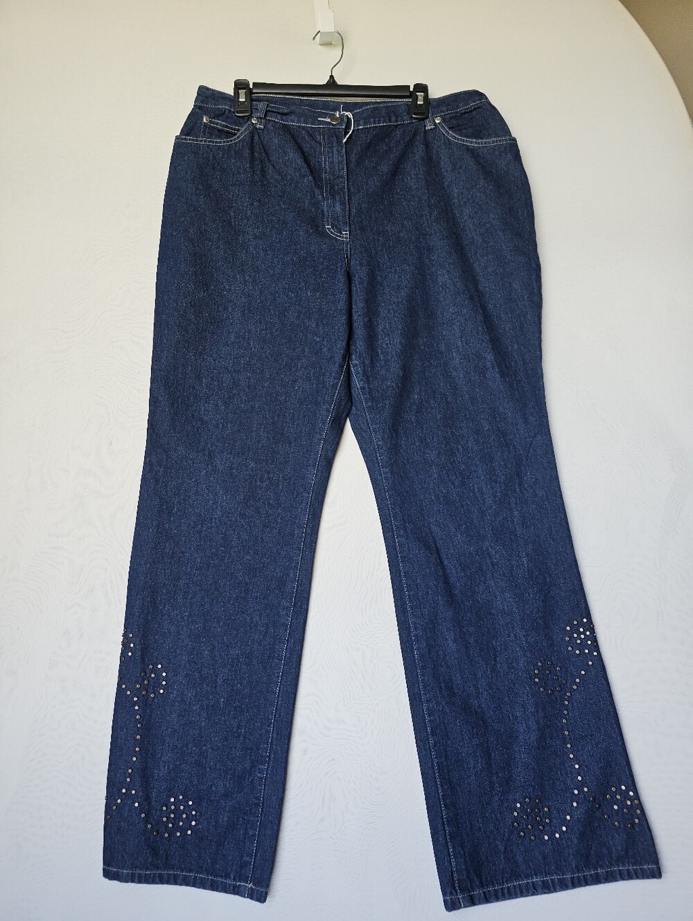 Style & Co. Dark Wash Studded Hem Straight Leg Jeans Size 16 - Y2K Boho